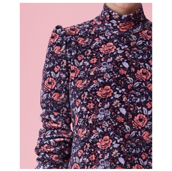 NEW REBECCA TAYLOR FLORAL VELOUR MINI DRESS - Picture 3 of 10